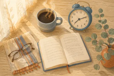 Peaceful Morning Routine Flat Lay Scene