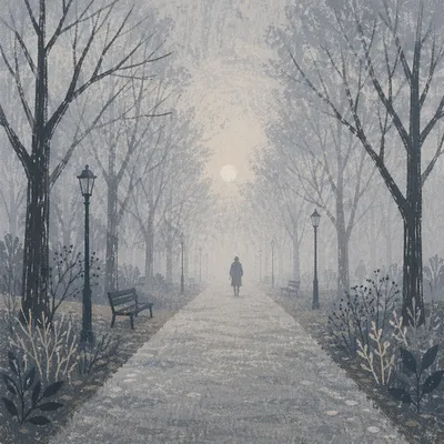 Misty Morning Walk Along Winter Park Path