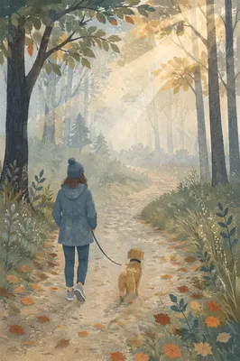 Quiet Morning Walk on Misty Park Path