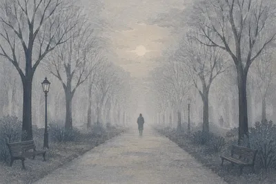 Misty Morning Walk Along Winter Park Path