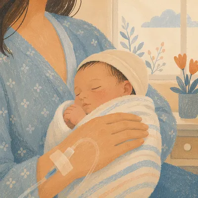 Gentle Mother and Newborn Hospital Moment
