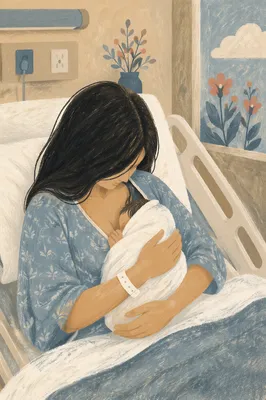 Tender Mother and Newborn Hospital Bonding