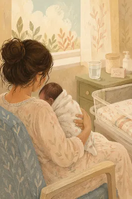 Mother Cradling Newborn in Gentle Hospital Light