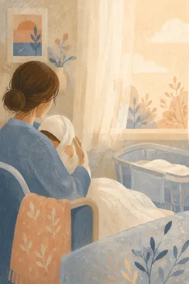 Tender Mother Cradling Newborn at Dawn