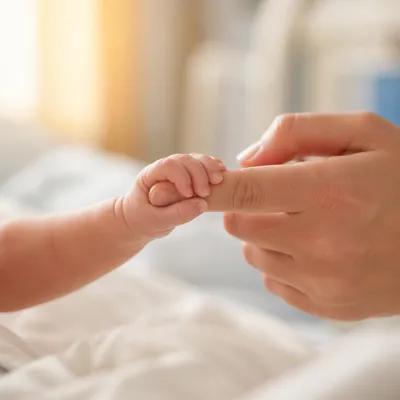 Newborn Hand Holding Mother’s Finger