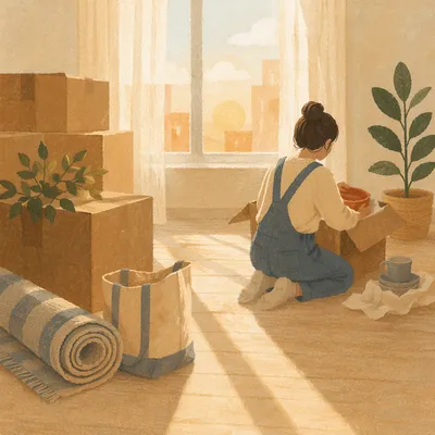 Warm New Home Move-In Scene