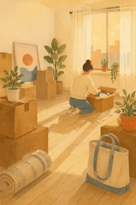Warm New Home Move-In With Boxes