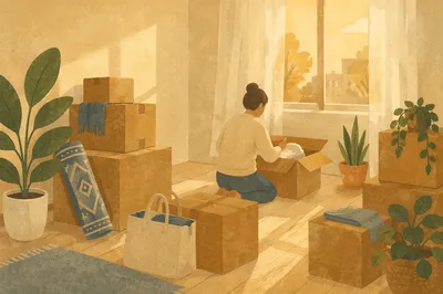 Warm New Home Move-In With Boxes