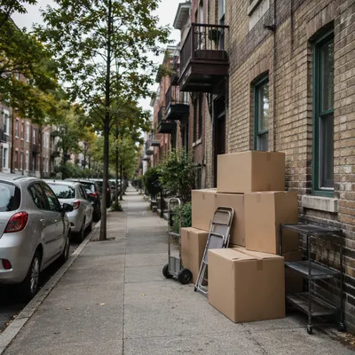 Moving Boxes Outside New Apartment Home