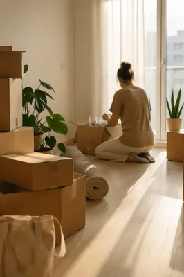 Moving Boxes in a Bright New Apartment
