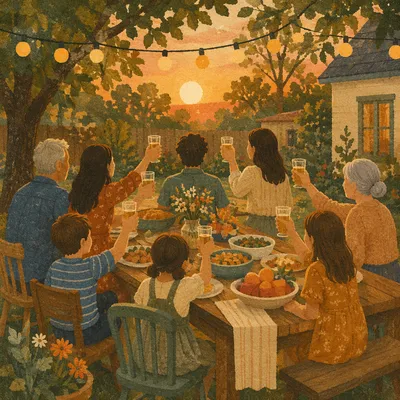 Golden Hour Multigenerational Family Backyard Celebration