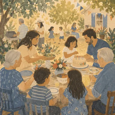 Joyful Multigenerational Family Garden Celebration
