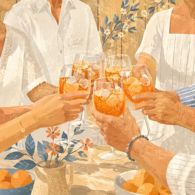 Multigenerational Family Toast on Sunny Patio