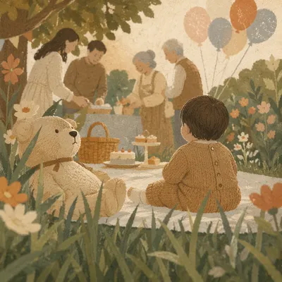 Multigenerational Backyard Family Celebration Scene