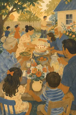 Joyful Multigenerational Family Garden Celebration