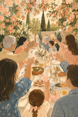 Multigenerational Garden Celebration at Sunset