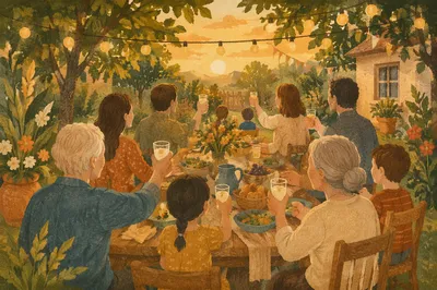 Golden Hour Multigenerational Family Backyard Celebration