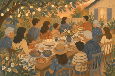 Golden Hour Multigenerational Family Backyard Celebration