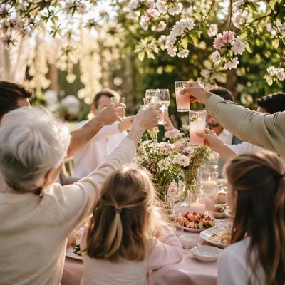 Multigenerational Family Garden Celebration Toast