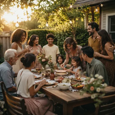Joyful Multigenerational Family Backyard Celebration
