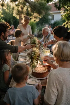 Joyful Multigenerational Family Garden Celebration