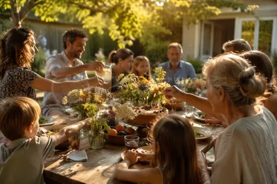 Sunlit Multigenerational Family Garden Celebration