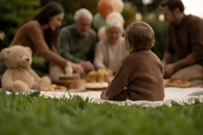 Multigenerational Family Garden Celebration at Golden Hour