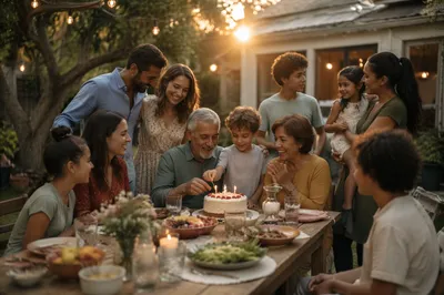 Joyful Family Celebration in Backyard Garden