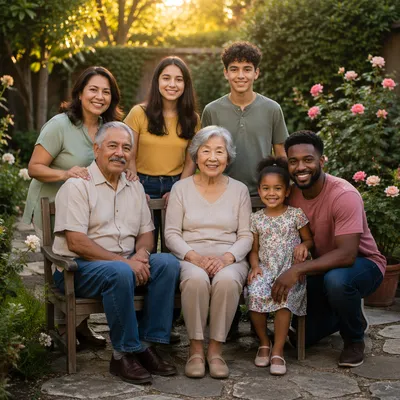 Multigenerational Family Portrait in Garden