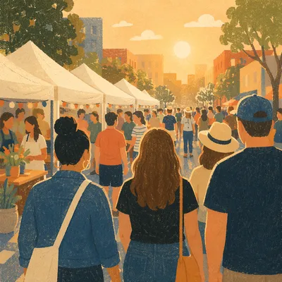 Golden Hour Neighborhood Block Party Gathering