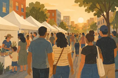 Golden Hour Neighborhood Block Party Gathering