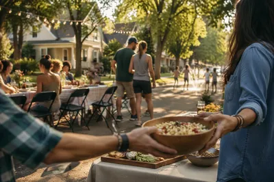 Golden Hour Neighborhood Block Party Gathering