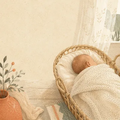 Peaceful Newborn Sleeping in Knit Blanket