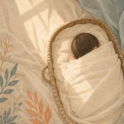 Peaceful Newborn Sleeping in Cream Blanket