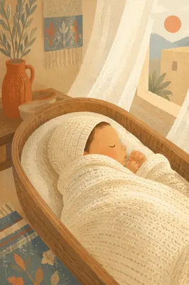 Peaceful Newborn Sleeping in Cream Blanket