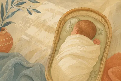 Peaceful Newborn Sleeping in Cream Blanket
