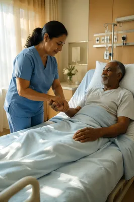 Nurse Caring for Elderly Patient in Hospital