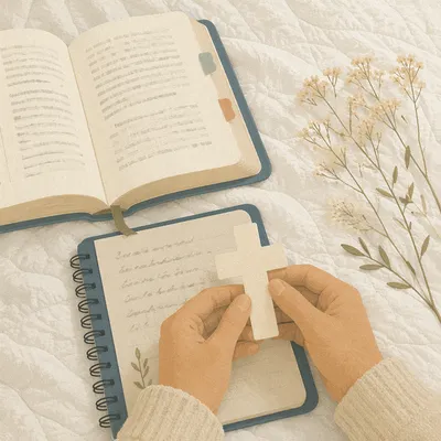 Morning Scripture Notebook with Cross Bookmark