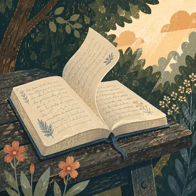 Open Scripture Notebook on Forest Bench