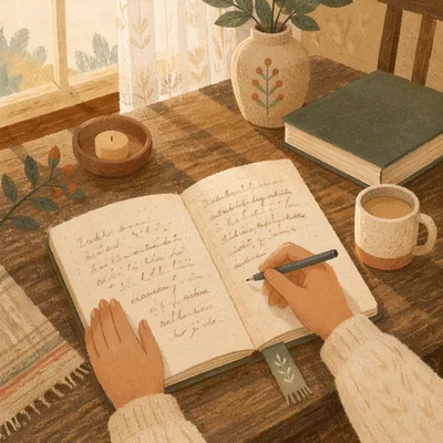 Morning Scripture Notes on Rustic Kitchen Table