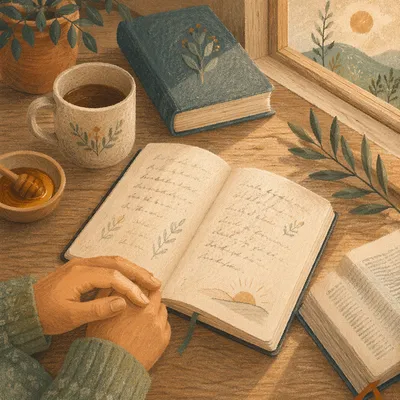 Morning Scripture Notes on Rustic Table