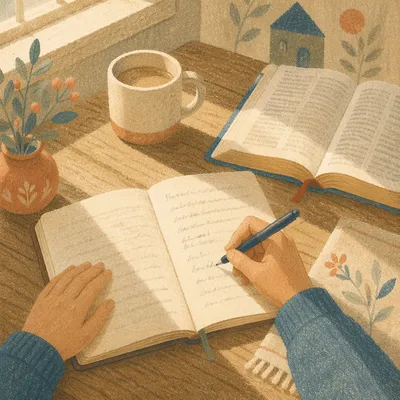 Open Notebook on Kitchen Table