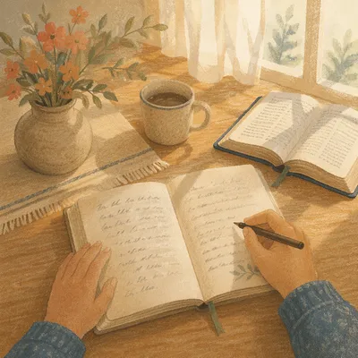 Morning Scripture Notes on Kitchen Table