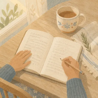 Morning Scripture Notes on Cozy Kitchen Table