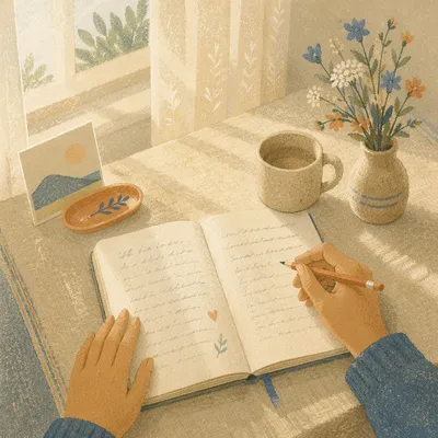 Morning Scripture Notebook with Coffee and Wildflowers