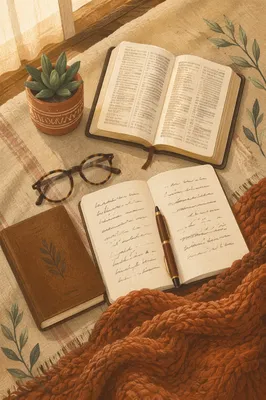 Cozy Handwritten Scripture Study Flat Lay