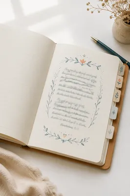 Open Notebook on White Tabletop