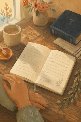 Morning Scripture Notes on Rustic Table