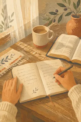 Morning Scripture Notes on Wooden Table