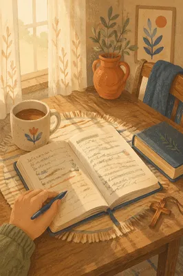 Morning Scripture Notebook on Kitchen Table